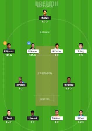 MI Vs SRH dream11 ipl 2020 team