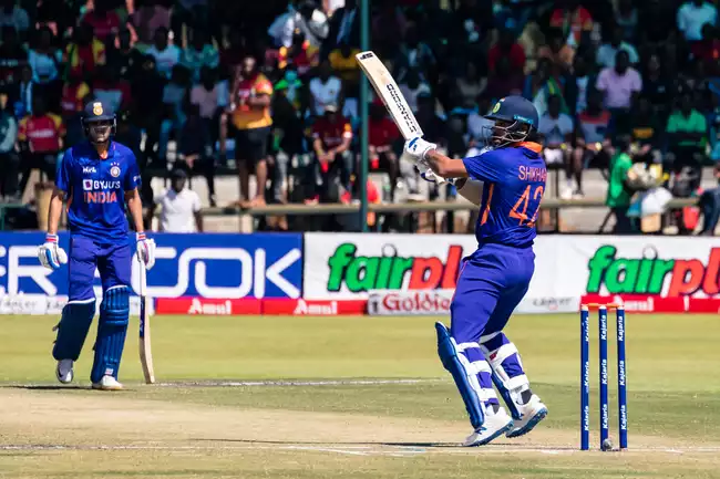 shikhar dhawan hitting the ball