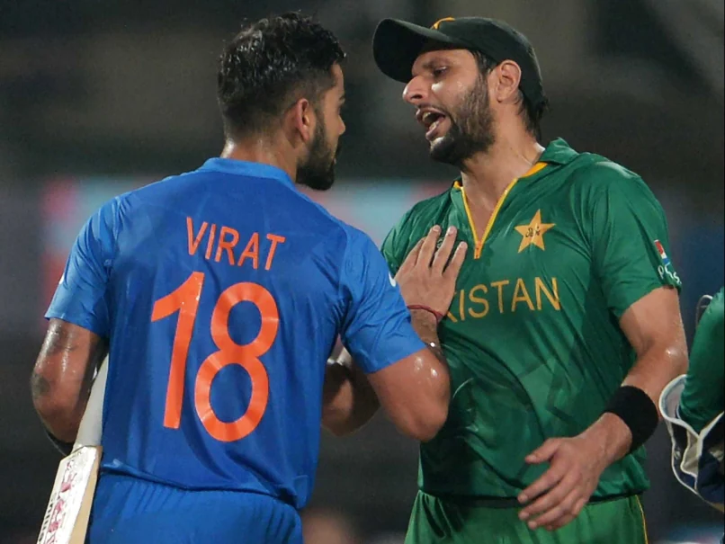 Kohli having words with Afridi