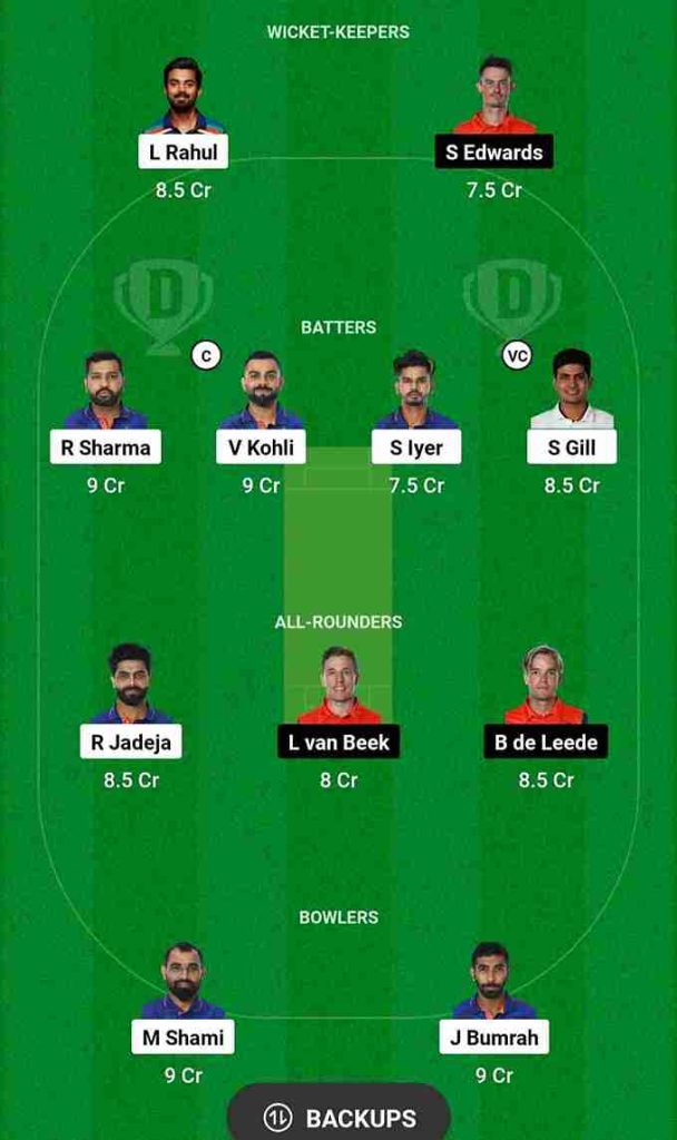 IND vs NED Dream11 Prediction [C & VC] World Cup 2023 | India vs Netherlands Dream11 Team, M. Chinnaswamy Stadium Bengaluru Pitch Report