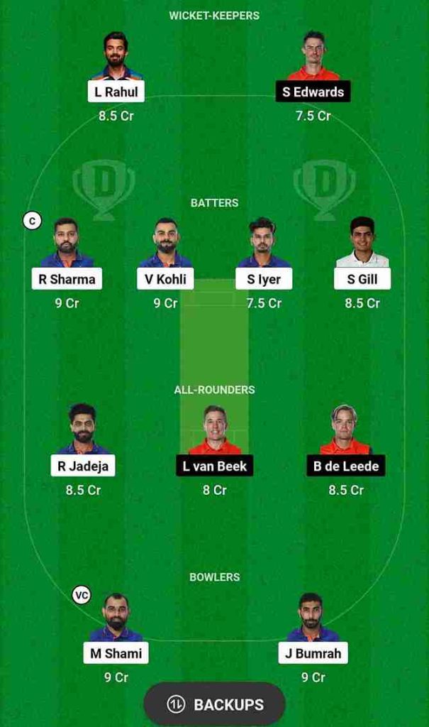 IND vs NED Dream11 Prediction [C & VC] World Cup 2023 | India vs Netherlands Dream11 Team, M. Chinnaswamy Stadium Bengaluru Pitch Report