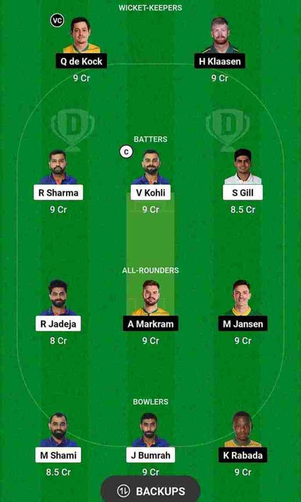 IND vs SA Dream11 Prediction World Cup 2023 Match no. 37 | India vs South Africa Dream11 Team, Head to Head, Eden Gardens Kolkata Pitch Report