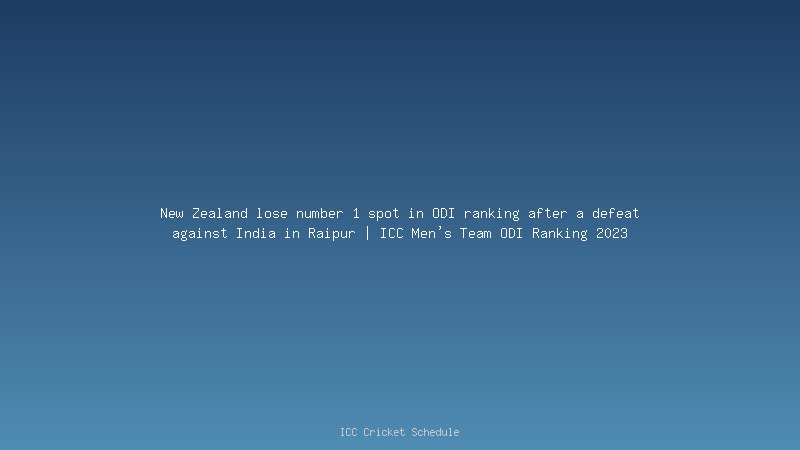 Latest ICC Men's ODI Team Ranking (22/01/2023)