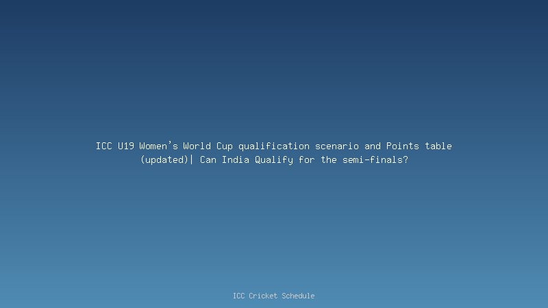 ICC U19 Women's World Cup qualification scenario and Points table | Can India Qualify for the semi-finals?
