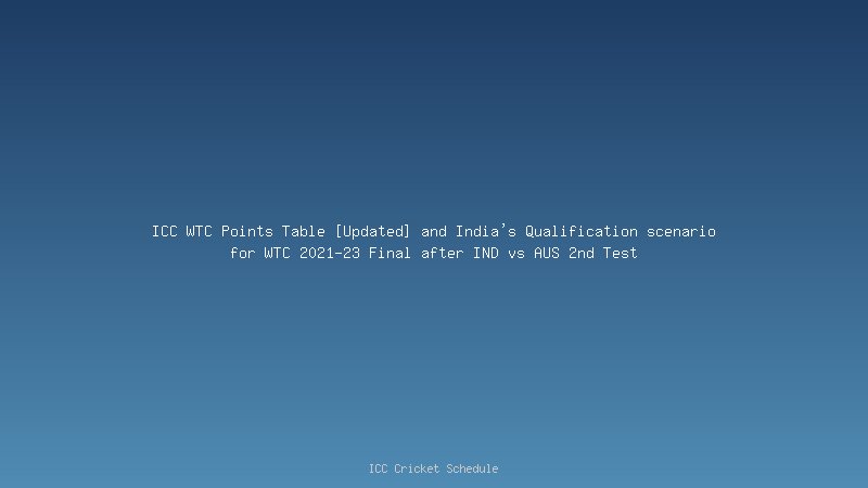 ICC WTC Points Table [Updated] and India's Qualification scenario for WTC 2021-23 Final after IND vs AUS 2nd Test