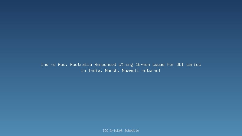 Ind vs Aus: Australia Announced strong 16-men squad for ODI series in India. Marsh, Maxwell returns!