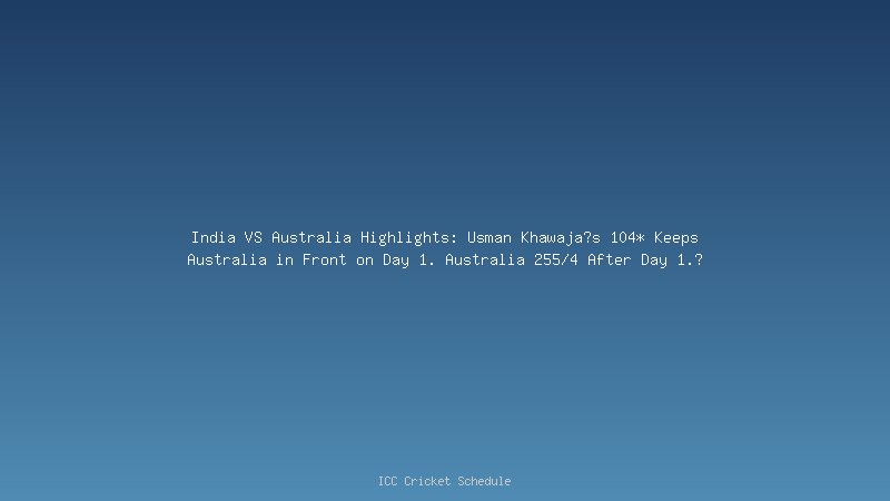 Usman Khawaja in India VS Australia