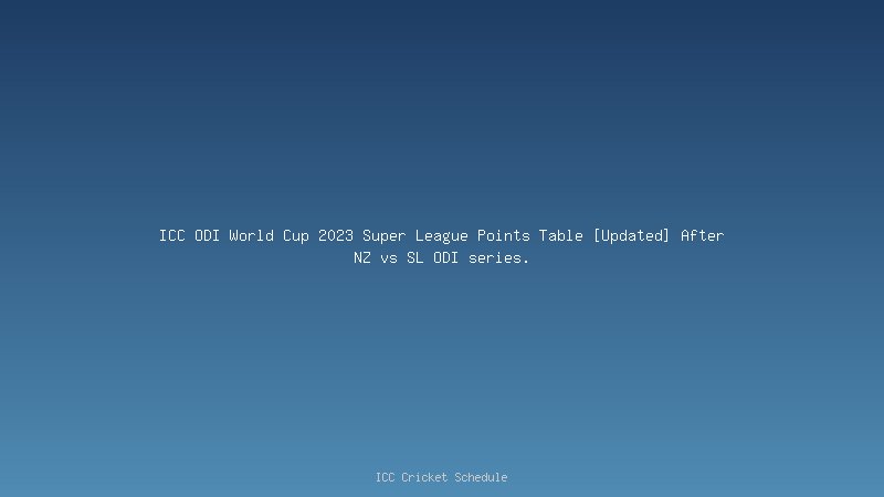 ICC ODI World Cup 2023 Super League Points Table [Updated] After NZ vs SL ODI series.