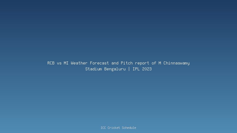 RCB vs MI Weather Forecast and Pitch report of M Chinnaswamy Stadium Bengaluru | IPL 2023