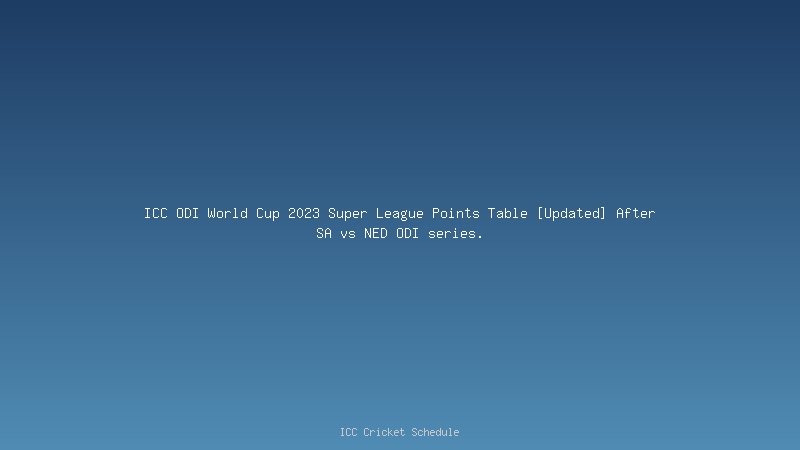 ICC ODI World Cup 2023 Super League Points Table [Updated] After SA vs NED ODI series.