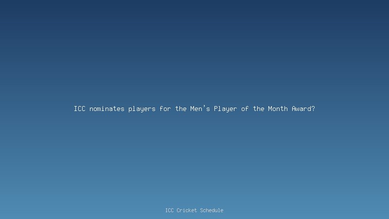 Player of the Month award