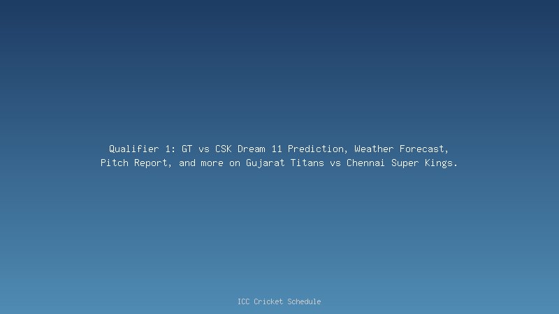 Qualifier 1: GT vs CSK Dream 11 Prediction, Weather Forecast, Pitch Report, and more on Gujarat Titans vs Chennai Super Kings.