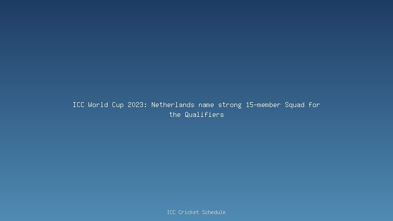 ICC World Cup 2023