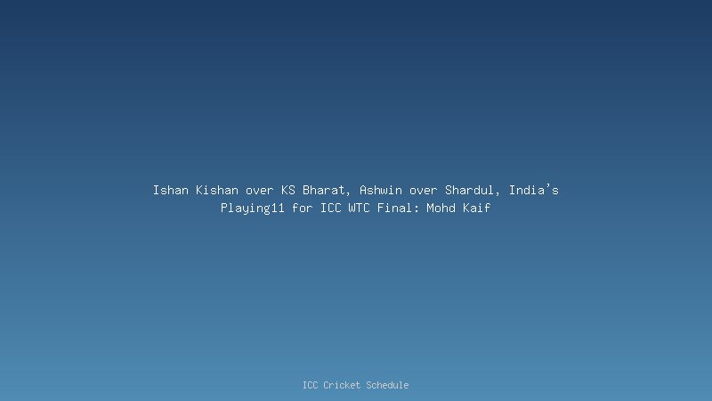 Ishan Kishan over KS Bharat, Ashwin over Shardul, India's Playing11 for ICC WTC Final: Mohd Kaif