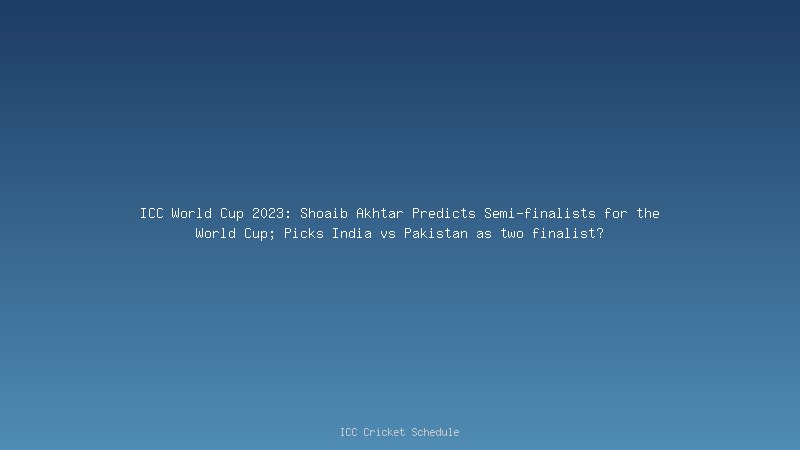 ICC World Cup 2023