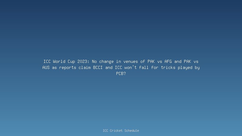 ICC World Cup 2023