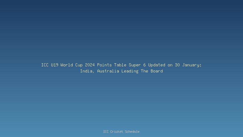 ICC U19 World Cup 2024 Points Table Updated on 28 January; India, Pakistan Among Other Teams to Qualify For Super 6