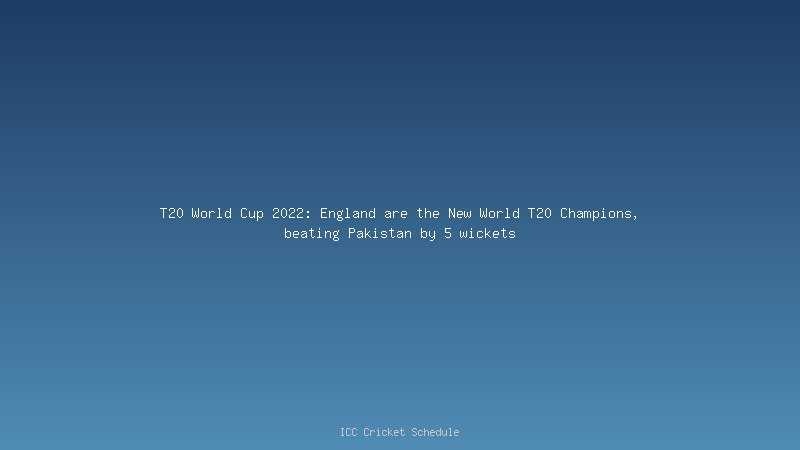 England Vs Pakistan final