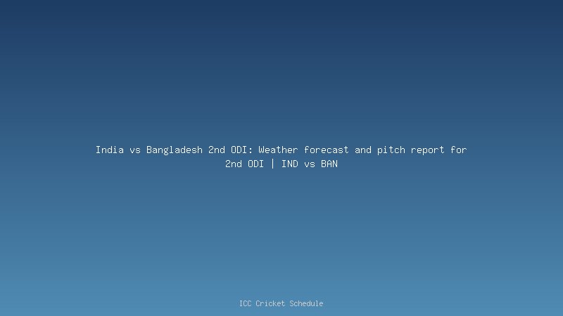 INDIA vs BANGLADESH 2nd ODI: Weather Forecast and pitch report