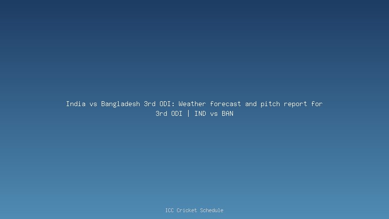 India vs Bangladesh 3rd ODI weather forecast and pitch report