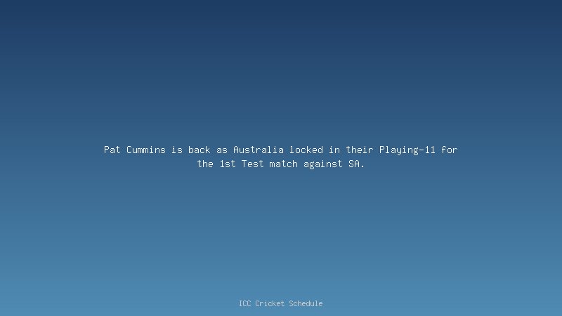 Pat Cummins confirmed his return to Australia's XI